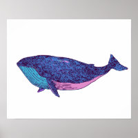 Cute Whale Art Drawing in Ocean Blue