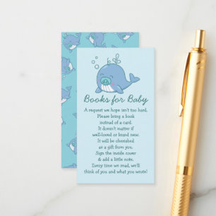 Cute Whale Baby Shower Books for Baby Boy Blue Enclosure Card
