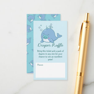 Cute Whale Baby Shower Diaper Raffle Boy Blue Enclosure Card