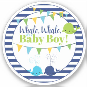 Cute Whale Baby Shower for Baby Boy Navy Blue