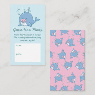 Cute Whale Baby Shower Guess How Many Girl Pink Enclosure Card