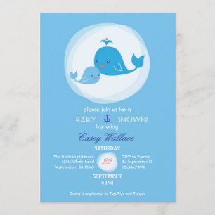 Cute Whale Baby Shower Invitation