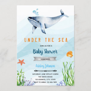 Cute whale baby shower invitation