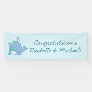 Cute Whale Baby Shower Kawaii Boy Blue Banner