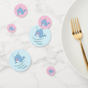 Cute Whale Baby Shower Kawaii Girl Pink Confetti