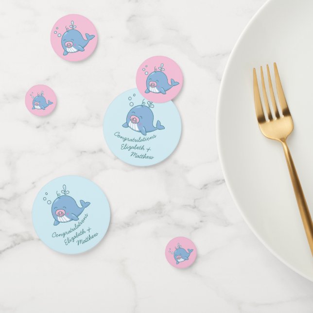 Cute Whale Baby Shower Kawaii Girl Pink Confetti (Group)