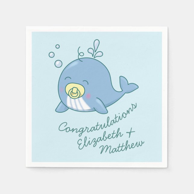 Cute Whale Baby Shower Kawaii Napkin (Front)