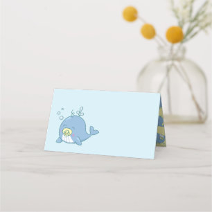 Cute Whale Baby Shower Kawaii Place Card