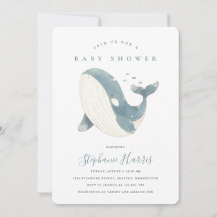 Cute Whale Baby Shower Party Invitation