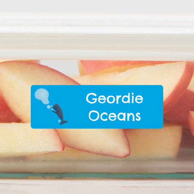 Cute whale blowing bubbles cartoon personalised  (Affixed)