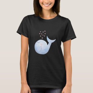 Cute Whale Blowing Hearts Adorable Ocean-Themed De T-Shirt