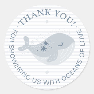 Cute Whale Blue Boy Baby Shower Classic Round Sticker