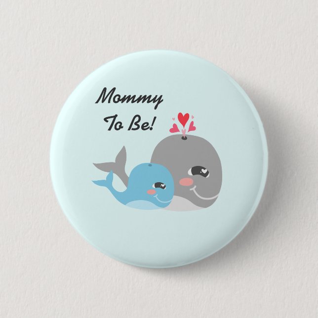 Cute Whale Boy Baby Shower 6 Cm Round Badge (Front)