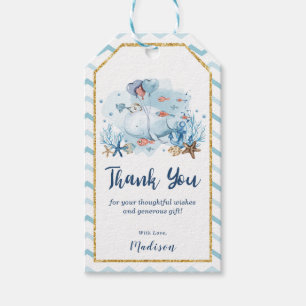 Cute Whale Boy Baby Shower Thank You Favour Gift Tags
