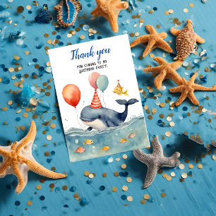 Cute Whale Boys Birthday Thank You Card