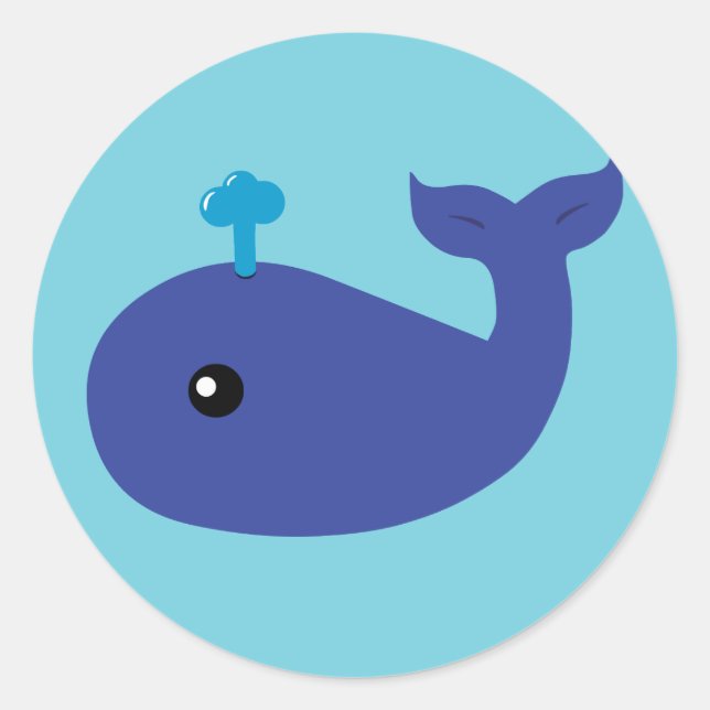 Cute Whale Classic Round Sticker (Front)