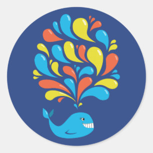 Cute Whale Colourful Cartoon Sea Classic Round Sticker