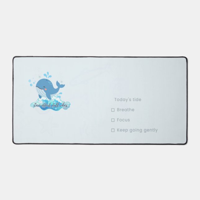 Cute Whale Desk Mat with Today's Tide Checklist (Front)