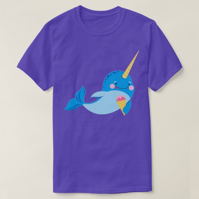 Cute Whale eating ice cream T-Shirt (Design Front)