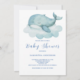 Cute Whale Gender Neutral Baby Shower Invitation