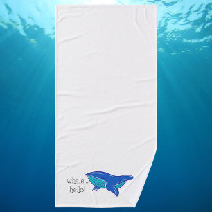 Cute Whale Hello Bath Towel