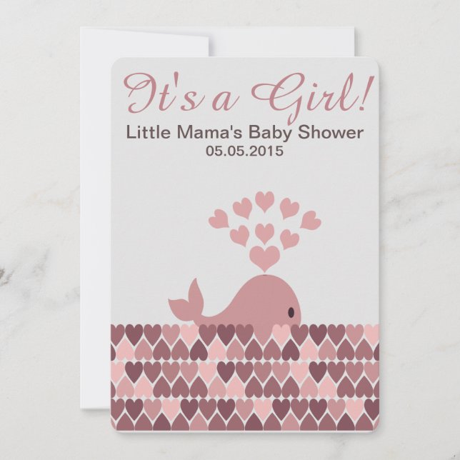 Cute Whale It's a Girl! Baby Shower Invitation (Front)