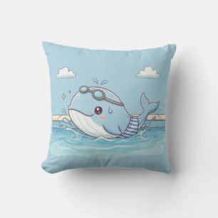 Cute Whale Kids Swimming Design Cushion