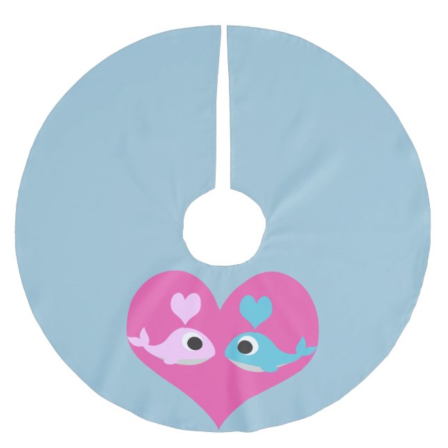 Cute Whale Love Brushed Polyester Tree Skirt (Front)