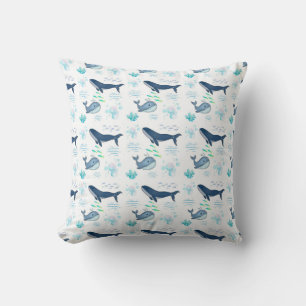 Cute Whale Ocean Pattern – Underwater Sea Life Cushion