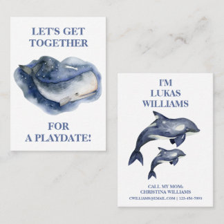Cute Whale & Orca Boys Playdate Mummy Calling Card