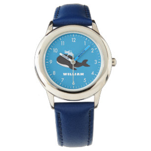 Cute Whale Personalised Custom Name Back To School Watch