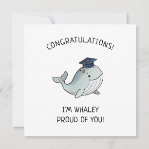 Cute Whale Pun New Grad Graduation Punny Greeting  Card