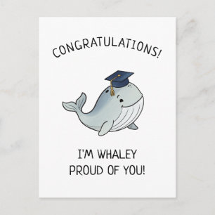 Cute Whale Pun New Grad Graduation Punny Greeting  Postcard