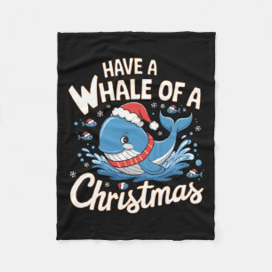 Cute Whale Santa Christmas Ocean Animal Lover Holi Fleece Blanket