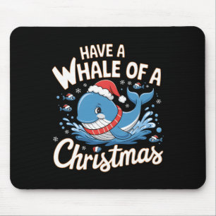 Cute Whale Santa Christmas Ocean Animal Lover Holi Mouse Mat