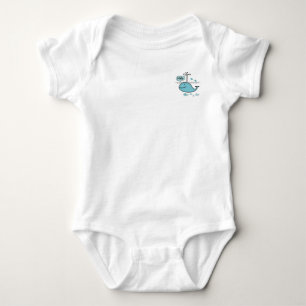 cute whale, say hello on the sea baby bodysuit