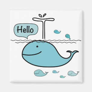 cute whale, say hello on the sea magnet