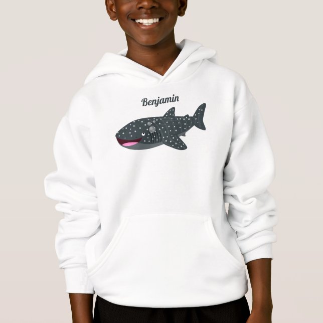 Cute whale shark happy cartoon illustration (Front)