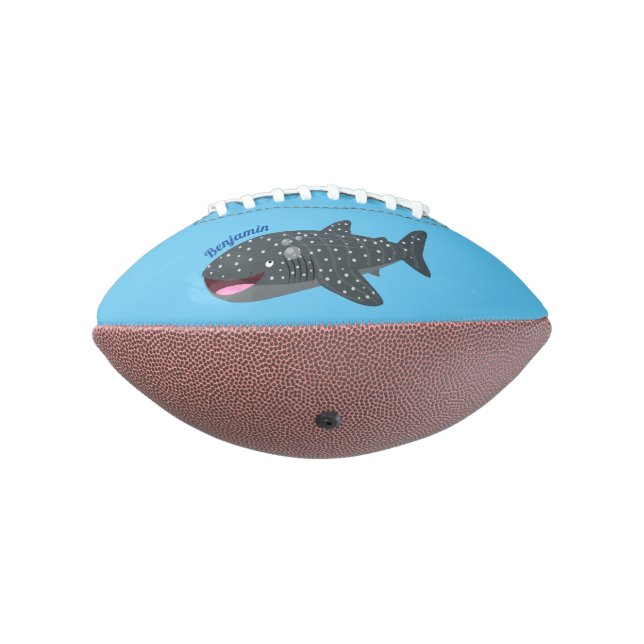 Cute whale shark happy cartoon illustration american football (Rotated 270)