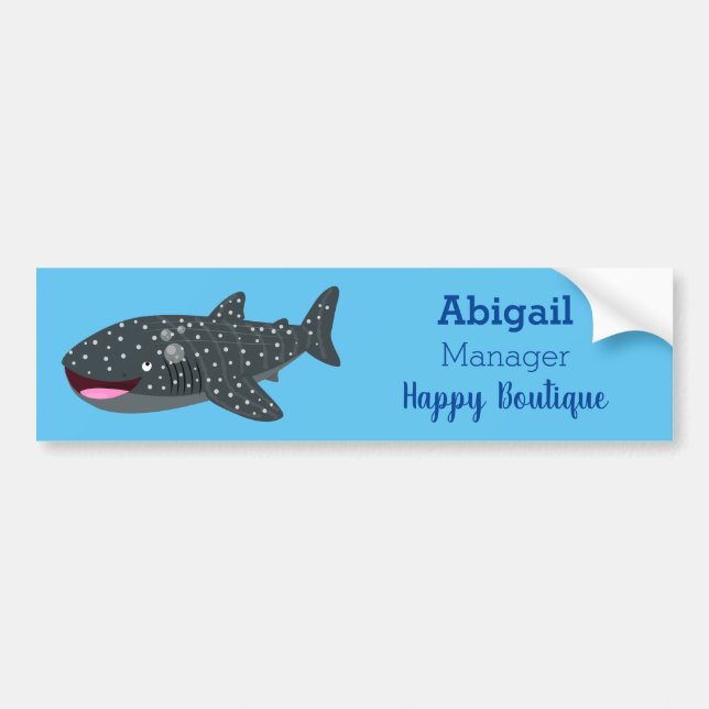 Cute whale shark happy cartoon illustration bumper sticker (Front)