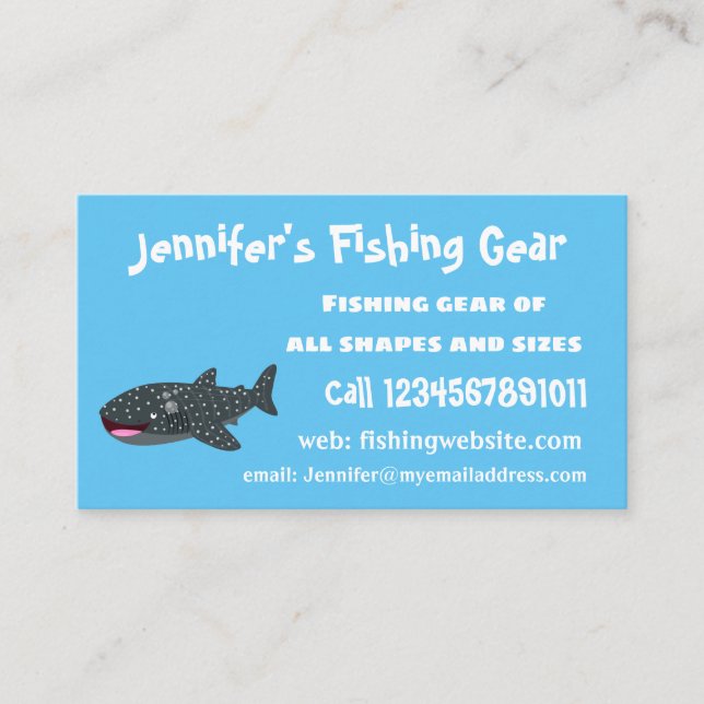 Cute whale shark happy cartoon illustration business card (Front)