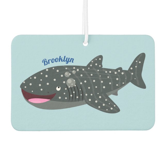 Cute whale shark happy cartoon illustration car air freshener (Front)