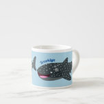 Cute whale shark happy cartoon illustration espresso cup<br><div class="desc">This cute whale shark is drawn in fun cartoon style. Bring some ocean fun to the day!</div>