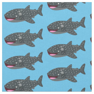 Cute whale shark happy cartoon illustration fabric