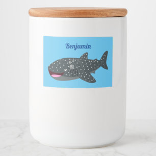 Cute whale shark happy cartoon illustration food label