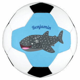 Cute whale shark happy cartoon illustration football