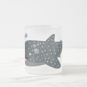 Cute whale shark happy cartoon illustration frosted glass coffee mug