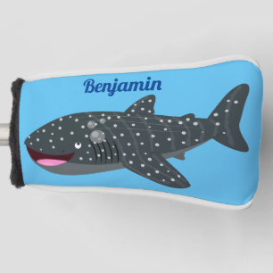 Cute whale shark happy cartoon illustration golf head cover