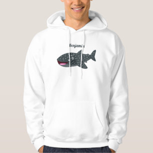 Cute whale shark happy cartoon illustration hoodie