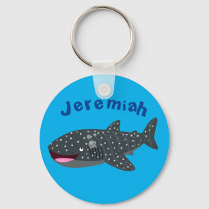Cute whale shark happy cartoon illustration key ring